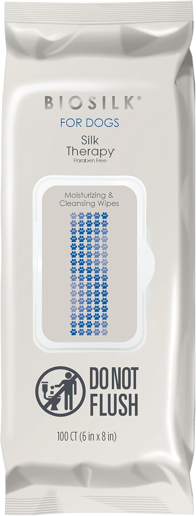 BioSilk for Dogs Moisturizing & Cleansing Wipes - Dog Wipes for Cleaning & Deodorizing, Dog Paw Wipes - Infused with Silk Proteins & Vitamins, pH Balanced, Paraben Free