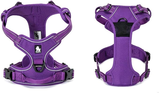 TRUE LOVE Adjustable No-Pull Dog Harness Reflective Pup Vest Harnesses Comfortable Control Brilliant Colors Truelove TLH5651(Purple,L)