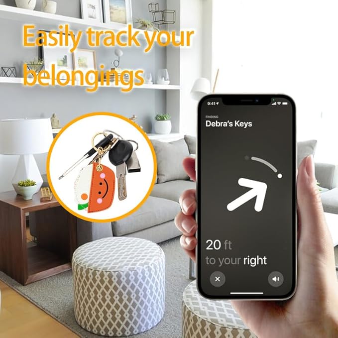 Leather Keychain Case Holder Compatible with Apple AirTag, GPS Airtag Keychain Finder Tracker with Key Ring, Anti-Scratch Protective Air Tag Cover | Leather, GPS, Airtag Keychain, Finder Tracker, with Key Ring, Anti-Scratch