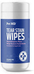 Pet MD Dog Tear Stain Remover Wipes - Cat and Dog Eye Wipes for Discharge and Crust - Pet Eye Wipes for Dogs - 60 ct