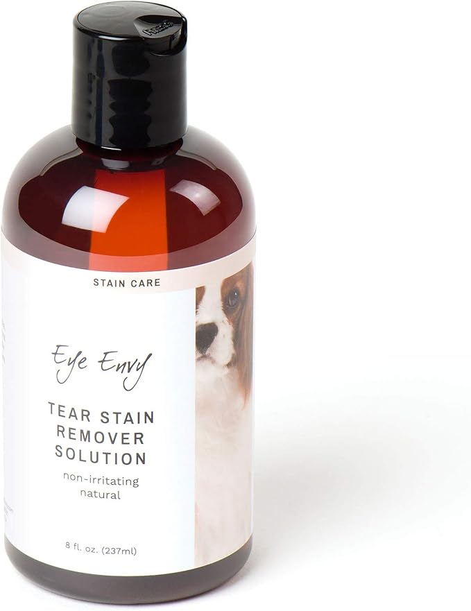 Eye Envy Tear Stain Remover Solution for Dogs. 100% Natural, Safe. Treats The Cause of Stains. Recommended by AKC Breeders, Vets, Handlers, Groomers. Contains Colloidal Silver. 8 oz. Made in USA