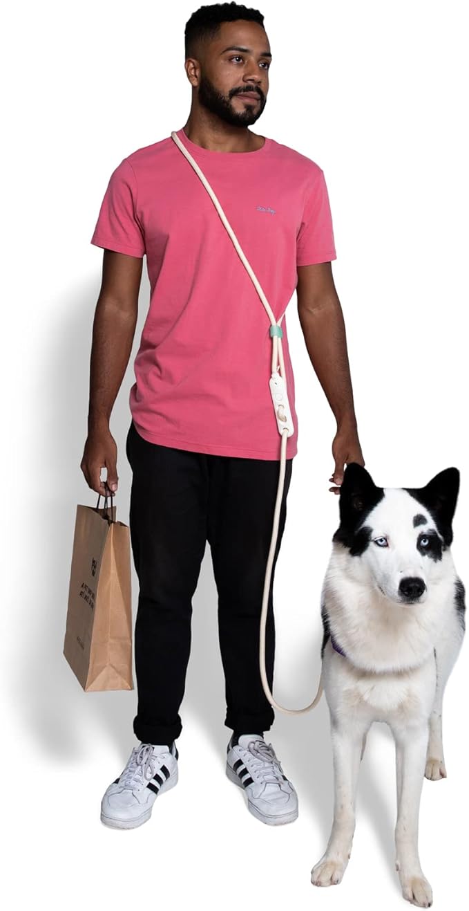 Vanilla 4-in-1 Hands-Free Dog Leash – Adjustable for Crossbody, Waist, Long Leash, or Tether Use – Stylish, Lightweight, and Comfortable for Everyday Walks