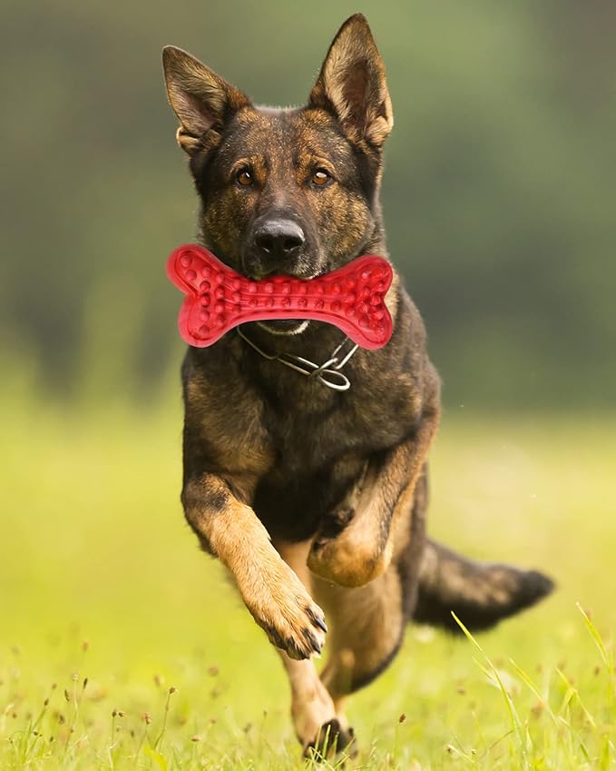 German Shepherd Dog Chew Toys for Aggressive Chewers,Indestructible Beef Flavored Tough Durable Dog Bone Toy Natural Rubber Teeth Cleaning Chews for Large/Medium Dogs