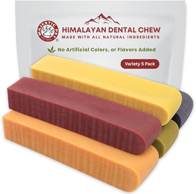 Majestic Pet Himalayan All-Natural Yak Style Cheese Dog Chews Made w/ 100% Cows Milk- Long Lasting Dental Chew for Dogs - Healthy Pet Treats w/Beneficial Ingredients (Variety Pack, Regular, 5 Pack)