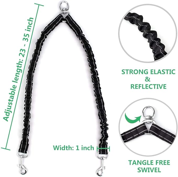 Dual Retractable Dog Leash for Walking 2 Small Dogs(Up to 44 Lbs Each) - Double Headed 16ft Extendable Pet Leash with Poop Bags, Non Slip Grip, One Button Control, 360 Tangle-Free (Gray, Medium)