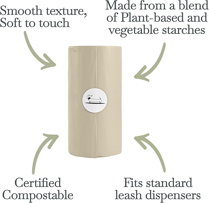 100% Certified Home Compostable and Biodegradable Dog Poop Bags - ASTM D6400 & EN 13432 Compliant Dog Waste Bags – 180 Bags – 12 x Rolls of Plant Based Compostable Waste Bags - Thick Doggie Poop Bags