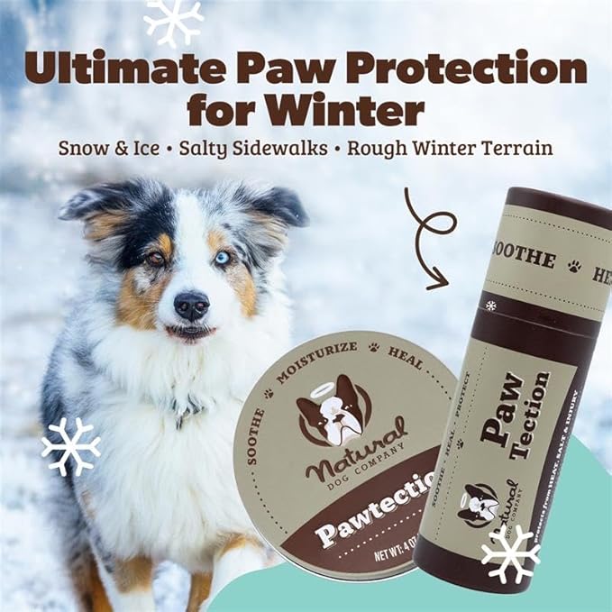 Natural Dog Company PawTection Balm for Dogs, Dog Paw Protector, Moisturizing Dog Paw Balm for Dry, Cracked Pad, Protects Paw from Extreme Weather, Paw Lotion for Allergies & Itching (0.15 oz Stick)
