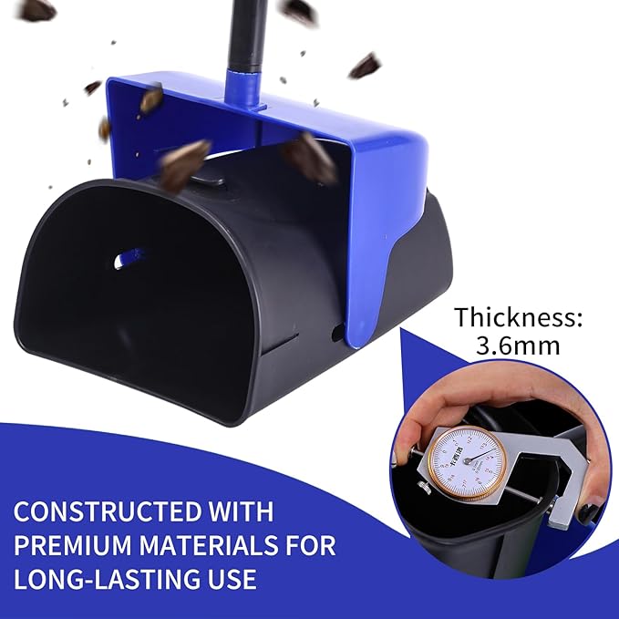 Pooper Scooper Large Swivel Bin & Rake with 160 Waste Bags,Heavy Duty Dog Pooper Scooper with Bag Attachment for Large Small Dogs, Long Handle Poop Scooper with Lid for Yard, Grass, Gravel (Blue)