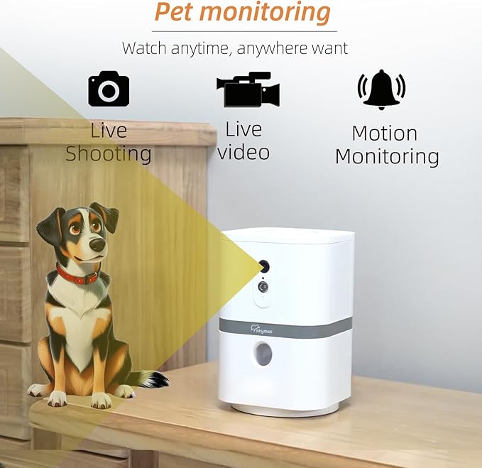 Petalk AI II Dog Camera Automatic Treat Dispenser, 5G WiFi Pet Camera with 180° Pan Full-Room View