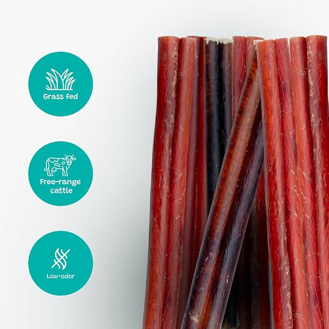 Junior Bully Sticks 6" Beef Bladder — 15 Count | Natural Single-Ingredient, Long-Lasting Dog Chews; Dental Support Treats for Pups and Small Dogs. Puppy Chew Sticks