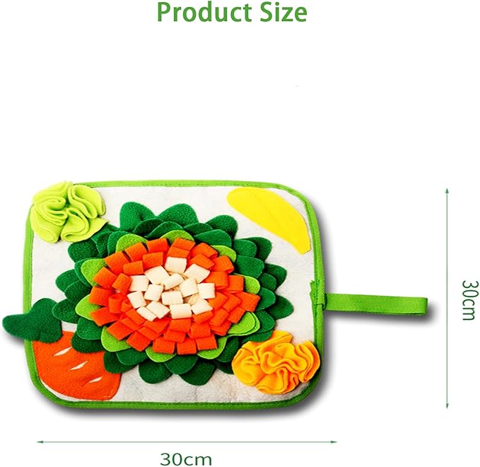 Rabbit Foraging Mat Snuffle Mat for Small Animals Rabbit Toy 11.8"x11.8" Rabbits Snuffle Mat Pets Interactive Feeding Matt Treat Dispenser for Bunny Guinea Pigs Ferrets Chinchillas (Green and Orange)