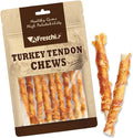 AFreschi Turkey Tendons for Dogs, USA-Sourced, Healthy Dog Treats, Rawhide-Free Puppy Chews, All Natural, Hypoallergenic Dog Treats, Classic Series, Turkey Tendon Wrapped Brown Rice Stick, 3.5 oz Pack