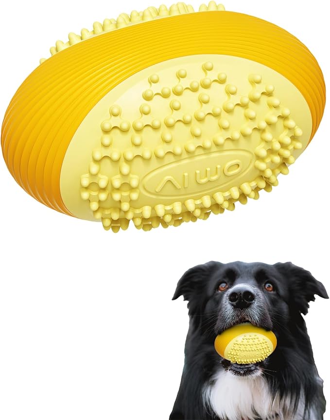 Olive Squeaky Dog Chew Ball for Aggressive Chewers Interactive Fetch Toy, TPR Material, Dental Cleaning Dog Toy for Small Medium Large Dog, Indoor Outdoor Puppy Chew Toy Orange