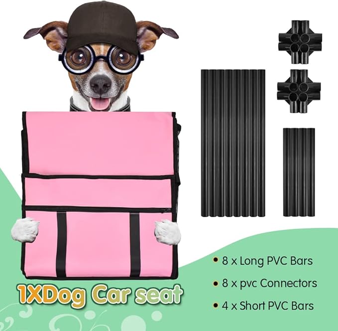 SWIHELP Dog Car Seat Puppy Portable Pet Booster Car Seat with Clip-On Safety Leash and Stable Fram, Anti-Collapse,Perfect for Small Pets