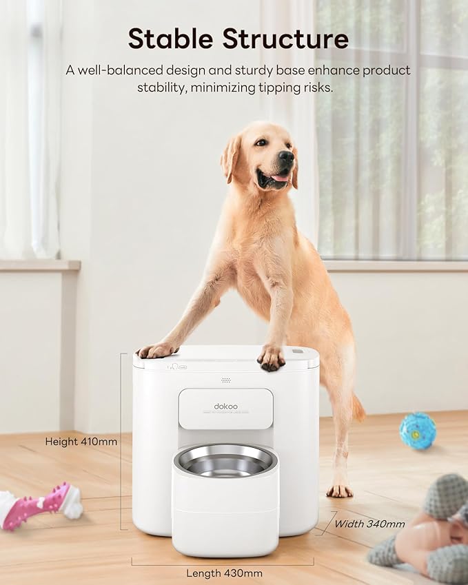 15L Automatic Dog Feeder for Large Breed, 2026 Vacuum-Sealed Storage Airtight 100% Freshness Timed Auto Dog Food Dispenser, Anti-Blockage, Support up to 0.86in Dry Pet Food, Stainless Steel Bowl