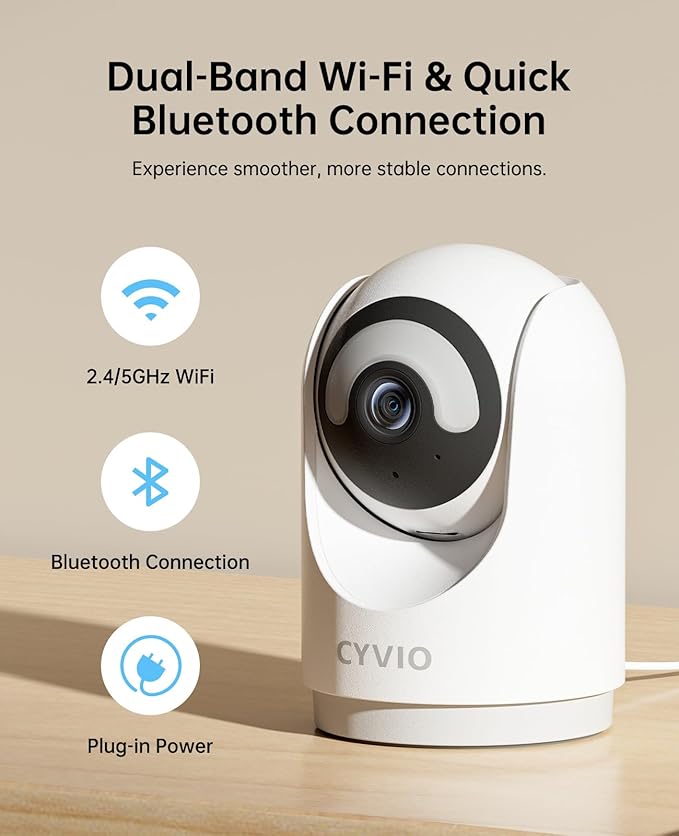 Indoor WiFi Camera, Plug-in Wireless Security Camera with 5MP 3K Video, Pan/Tilt, 2-Way Audio, AI Motion Detection, No Subscription, for Home, Baby & Pet
