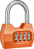 1 Pack disecu 4 Digit Combination Lock, Outdoor Waterproof Padlock for School Gym Locker, Fence, Gate, Shed, Storage Unit, Case, Toolbox (Orange)
