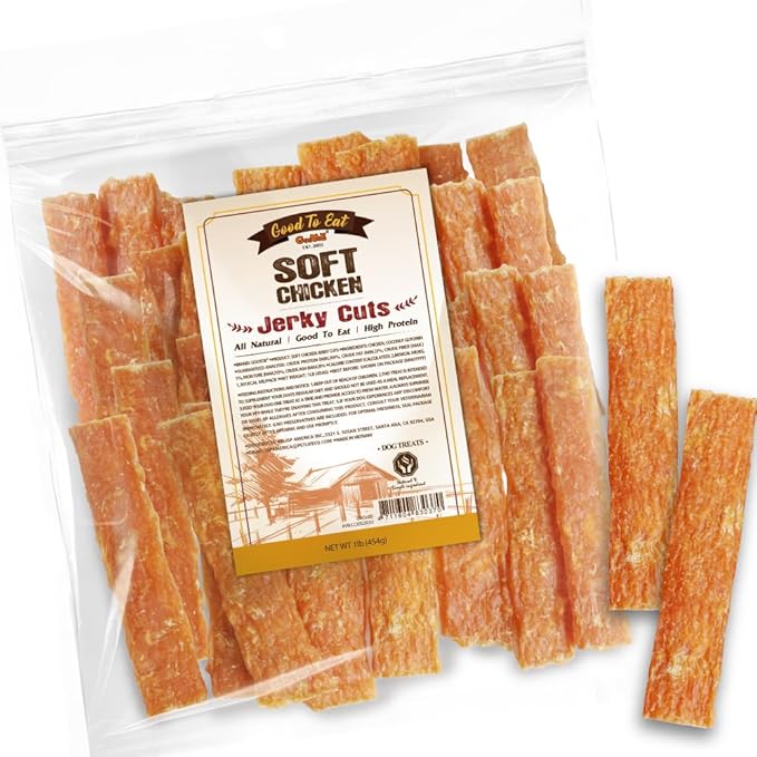 Gootoe Soft Dog Treats, Chicken Jerky - Dog Training Treats; High-Protein, Gluten-Free, Soft Jerky for Dogs, Hypoallergenic, Grain-Free, Cuts, 1 lb