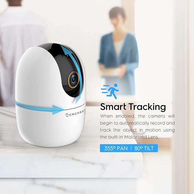 Amcrest 4MP WiFi Camera Indoor Camera, Sound & Baby Monitor, Human & Pet Detection, Motion-Tracking, w/ 2-Way Audio, Phone App, Pan/Tilt Wireless IP, Night Vision, Smart Home ASH41-W