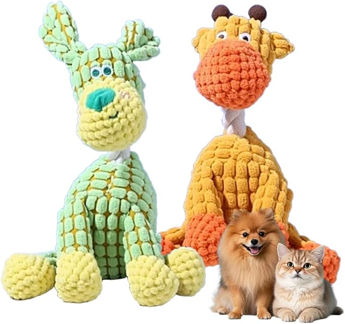 Indestructible Dog Toy, 2026 New Dog Toys for Aggressive Chewers Small Medium Large Breed, Interactive Squeaky Christmas Dog Toys Pet Plush Toy for Teething (Orange+Green)