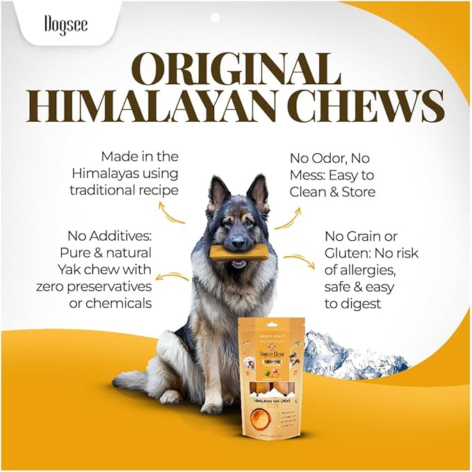 Dogsee Yak Cheese Himalayan Dog Chews with Turmeric 1lb (Large - 4 Bars) | 100% All Natural | Treats for Large Breed | Dog Chews Long Lasting for Joint Inflammation | High Protein | Dental Sticks