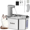 Cat Water Fountain Stainless Steel - cat Fountain - Water Fountains for Cats - pet Water Fountain - Dog Water Fountain - Stainless Steel cat Water Fountain Cordless - 88oz/2.6L,1Filters