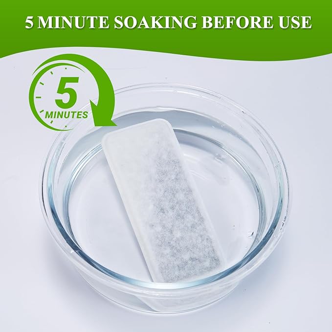 Accessories Set (Replacement Filter & Water Pump Sponge) for Pet Water Fountain- 6 pcs Packed Filters and 6 pcs Packed Sponges, Fits PETIMI 2 Gallons and 3 Gallons Pet Fountain Series