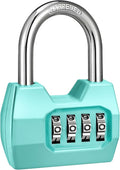 1 Pack disecu 4-Digit Combination Lock, Waterproof Outdoor Padlock for School Gym Locker, Fence, Gate, Shed, Storage Unit (Turquoise)