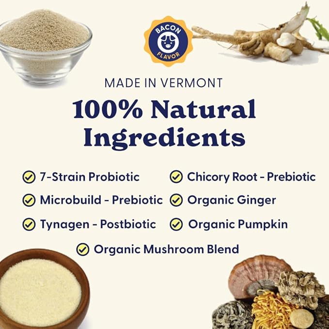 Origin Labs Belly Buddies - Probiotics for Dogs - Prebiotics & Probiotics - Supports Gut, Skin, and Immune Health - 5 Billion CFUs 7 Strain Probiotic Blend - Natural Bacon Flavor, 90 Soft Chews