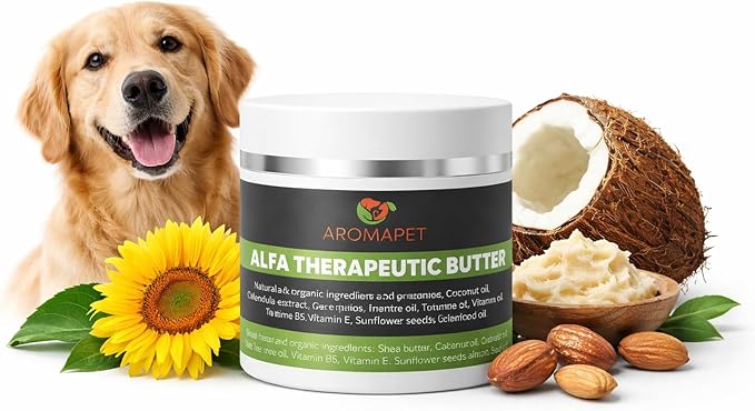 Therapeutic Paw Butter for Dogs - Non-Toxic, Lick-Safe Nose Balm for Dogs + Dog Paw Balm for Dry Cracked Paws - Moisturizing Paw Wax with Coconut Oil for Dogs, Shea Butter, & Vitamin E- 50mL.