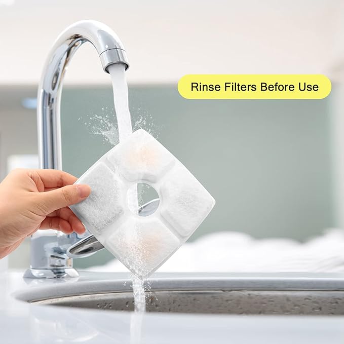 Cat Water Fountain Filters, 16 Pack Replacement Filter Fit for Top Square 84oz/2.5L Cat Pet Fountain, 3 Filtration System.Not compatible with 95oz/2.8L Pet Fountain