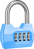 1 Pack disecu 4-Digit Combination Lock, Waterproof Outdoor Padlock for School Gym Locker, Fence, Gate, Shed, Storage Unit (Azury)