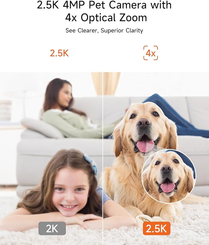 2 Pack 2.5K Cameras for Home Security, Non-Subscription AI Human/Pet/Crying Detection, 4MP Dog/Cat/Pet Camera Indoor with Phone App, Pan Tilt 2.4G WiFi Indoor Cameras, IR Night Vision, 2-Way Audio