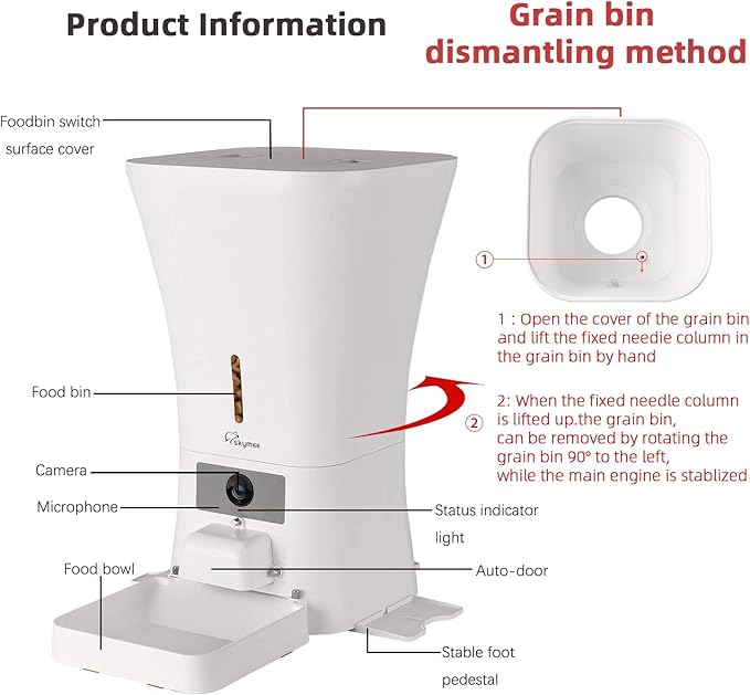 12L 5G WiFi Aautomatic Dog Feeder Large Breed & Automatic cat feeders 1080P Full HD Pet Camera Treat Dispenser Food Dispenser