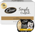 Cesar Simply Crafted Adult Wet Dog Food Toppers for Dry Food, Chicken, 1.3 oz Tubs, 24 Count