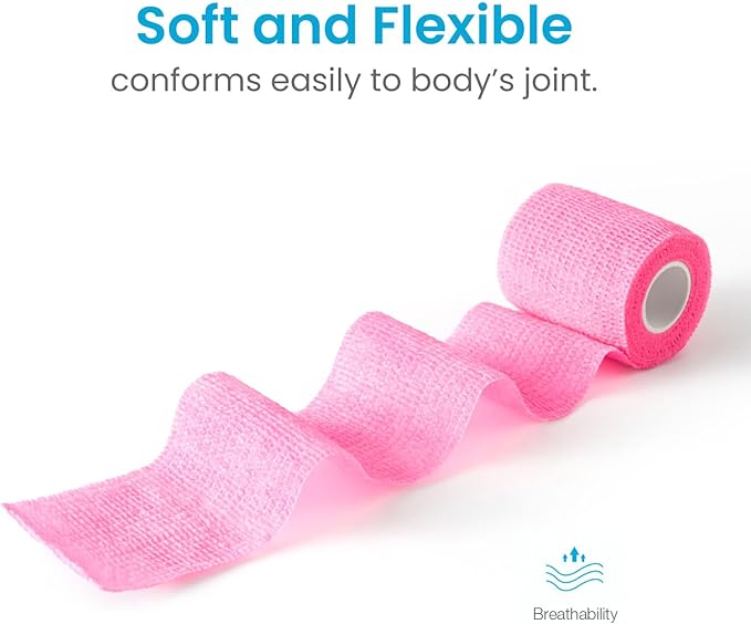 WePet Pet Wrap, Self-Adhesive, Only Sticks to Itself, Non-Woven Tape for Dog Legs, Paws, Wounds, First Aid Cohesive Gauze for Horse, Cat, Bird, Animal, 6 Rolls, 2 Inch, Solid Color B