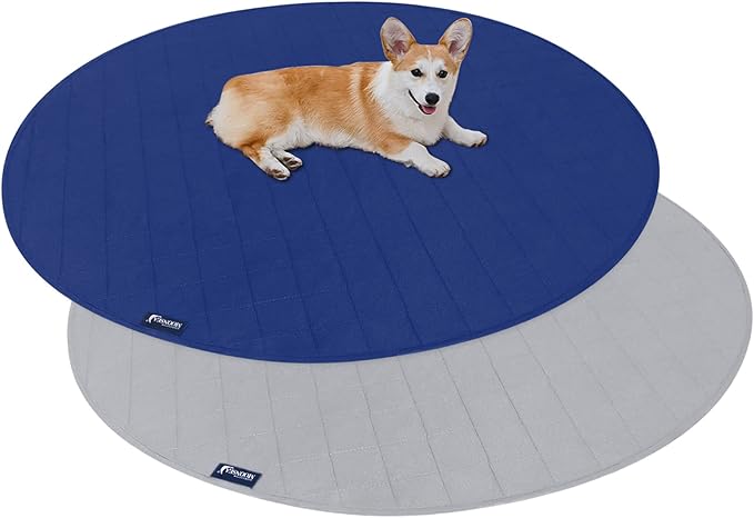 Washable Pee Pads for Dogs, Waterproof Round 48" Dog Whelping Pads, Reusable Pee Pad Quilted, Fast Absorbing Training Pads for Dogs, Housebreaking Absorption Pads,Grey & Navy