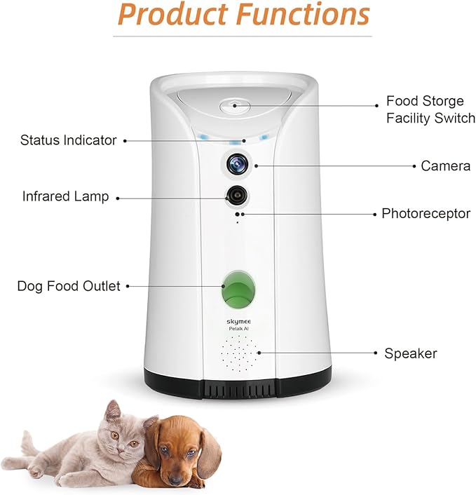 Petalk AI Dog Camera Automatic Treat Dispenser, 5G&2.4G WiFi HD Pet Camera, Remote Treat Tossing