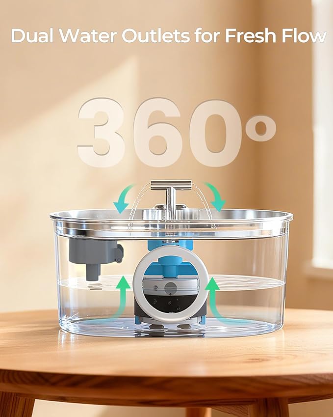 Cat Water Fountain Stainless Steel: 2.2L/74oz Automatic Pet Water Fountain for Cats & Dogs, Quiet Cat Fountain with 5-Layer Filter, Easy to Clean & Durable Dog Water Fountain