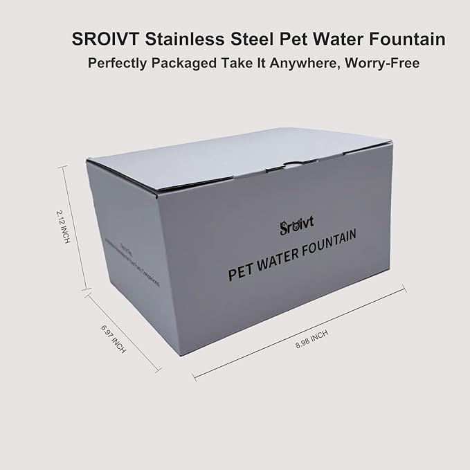 Cat Water Fountain Stainless Steel - cat Fountain - Water Fountains for Cats - pet Water Fountain - Dog Water Fountain - Stainless Steel cat Water Fountain Cordless - 88oz/2.6L,4Filters