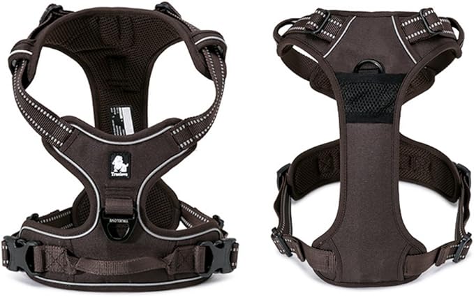 TRUE LOVE Adjustable No-Pull Dog Harness Reflective Pup Vest Harnesses Comfortable Control Brilliant Colors Truelove TLH5651(Brown,L)