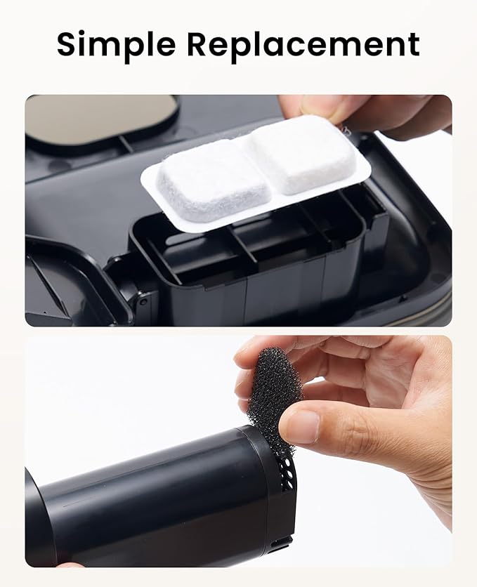 oneisall 8 Replacement Filters for Cat Water Fountain PW13 PW14, 4 Months Set of Replacement Filters for Ultra Quiet Pet Water Fountain, White 8 Count (Pack of 1)