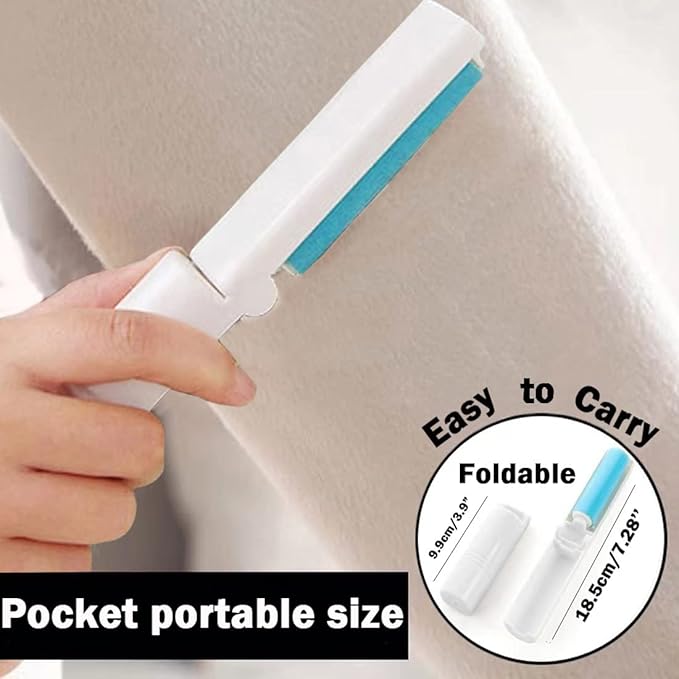 Washable Reusable Lint Roller, Large Retractable StickyLint Roller 8 inches Cat Dog Pet Hair Remover with 3-Foot Extendable Handle, Gel Sticky Picker Set Cleaner for Carpet, Clothes, Sofa