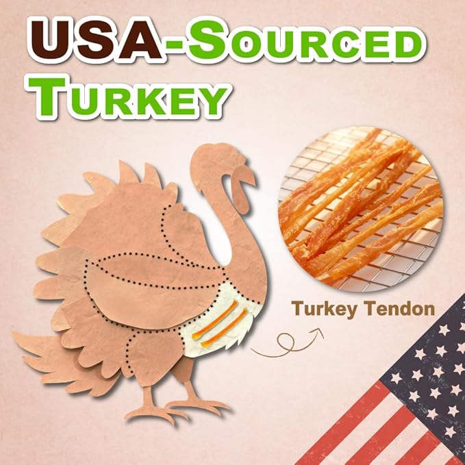 AFreschi Turkey Tendons for Dogs, USA-Sourced, Healthy Dog Treats, Rawhide-Free Puppy Chews, Long Lasting, All Natural, Hypoallergenic Dog Treats for Large Breeds, 10 oz Pack Pretzel (L)