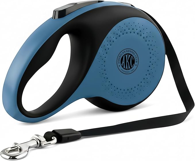 American Kennel Club Heavy Duty Retractable Dog Leash, 16.4ft, Tangle-Free, Ergonomic Grip, One-Hand Brake, for Medium & Large Dogs up to 110 lbs Gray