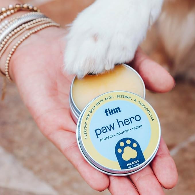 Finn Paw Hero Natural Dog Paw Balm | Winter Paw Protection from Snow, Salt & Ice | Moisturizing & Lick-Safe - 1.75 oz