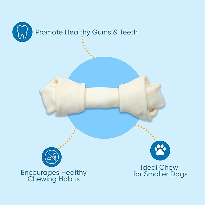 123 Treats Rawhide Bones for Dogs – 6-7" (30 Count) Natural Raw Hide Bones, Long Lasting Medium & Large Dog Chews, Free Range Rawhide Chews for Dogs with No Additives or Hormones