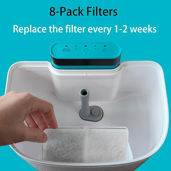 Cat Water Fountain Filters, 8 Pack Replacement Filters for Bellkaspet Pet Water Fountain M1 (White, 8 Fliters)