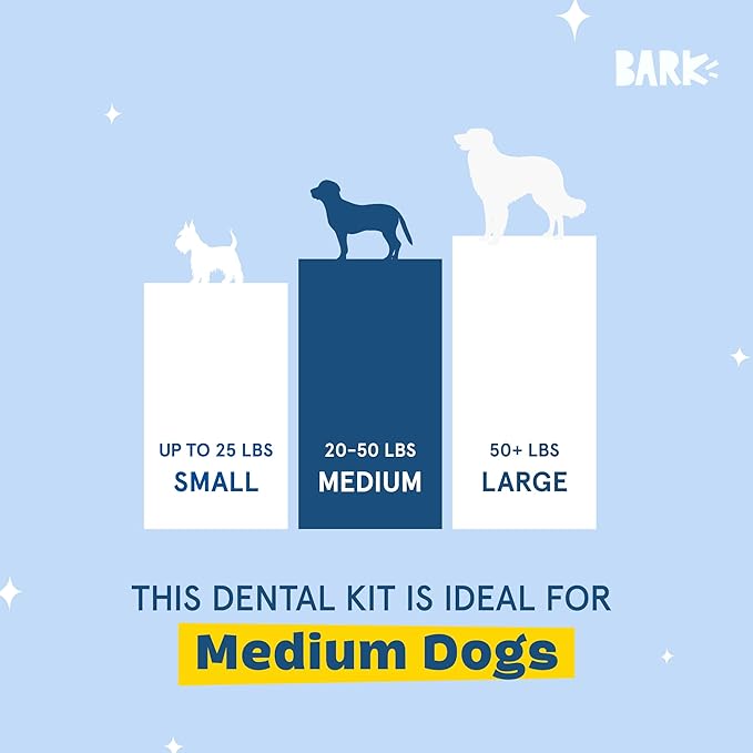 Barkbox Bright Durable Dog Dental Kit for Tough Chewers, 15 Chew Sticks & Toothpaste - Medium Breeds