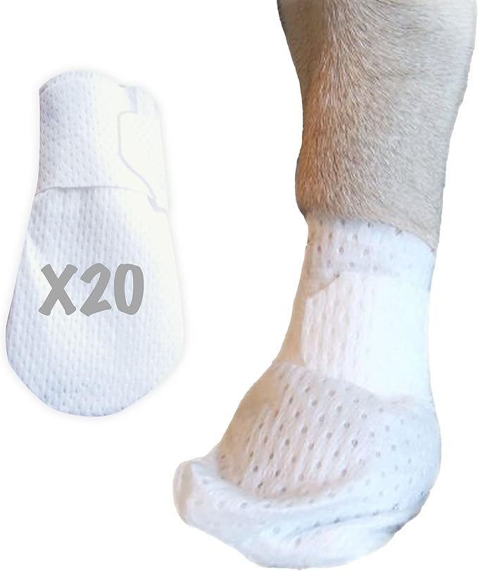 Medimitt Paw Bandages for Dogs, Cats and Pets – Stretchy Medical Booties, First Aid for Paws – Non Slip, Non Adhesive, Breathable, Disposable, Washable, Adjustable Strap, Value Pack (Small 20-Pack)